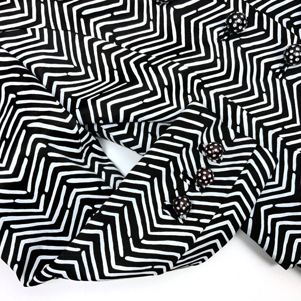 Vintage Monteverdi Couture Genova Luxury Silk Black & White Shevron Suit Sz 4 -2 - Picture 15 of 16